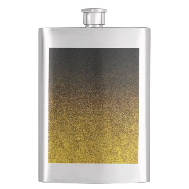 Falln Yellow & Black Glitter Gradient Hip Flask (Front)