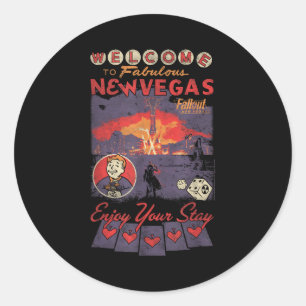 Fallout Welcome To Fabulous New Vegas Vintage Vide Classic Round Sticker