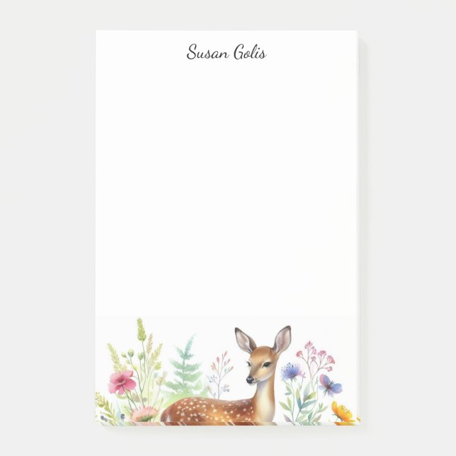 Fallow Doe Deer Personalised  Post-it Notes (Front)