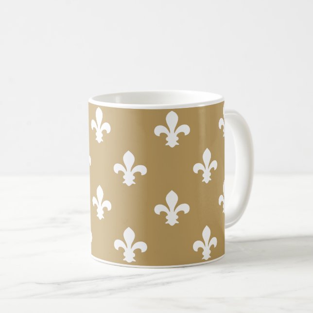 Fallow Neutral Fleur de Lys Coffee Mug (Front Right)