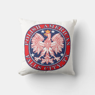 Falls City Texas Polish American Eagle Cushion
