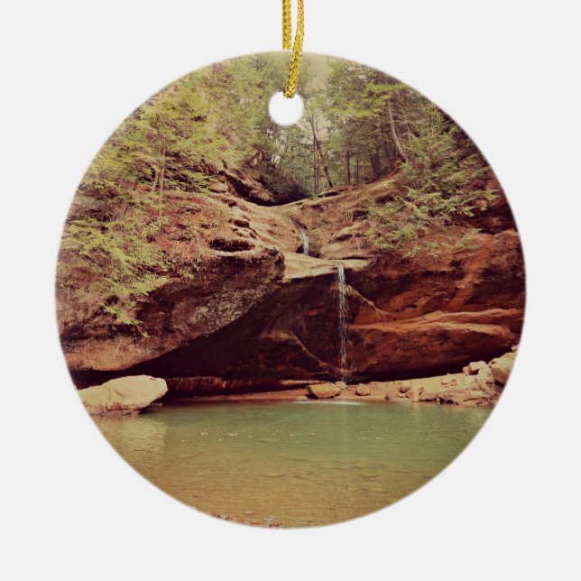 Falls in the Forest Ceramic Tree Decoration (Front)