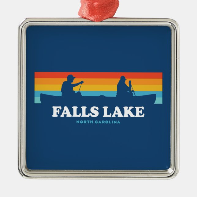Falls Lake North Carolina Canoe Metal Ornament (Front)