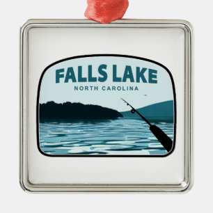 Falls Lake North Carolina Fishing Rod Metal Ornament