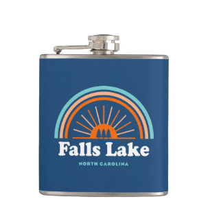 Falls Lake North Carolina Rainbow Hip Flask