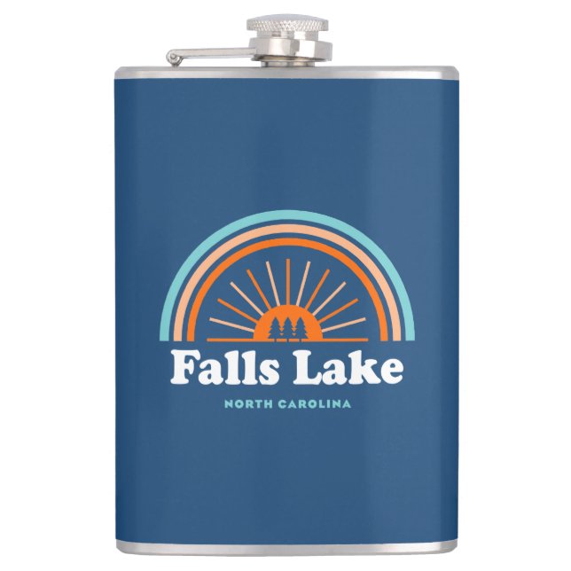 Falls Lake North Carolina Rainbow Hip Flask (Front)