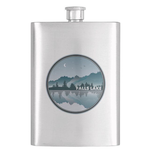 Falls Lake North Carolina Reflection Hip Flask (Front)
