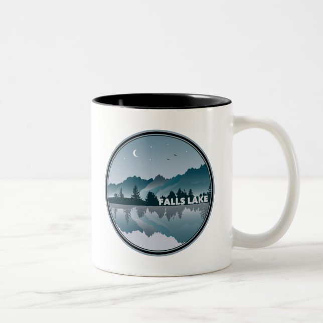 Falls Lake North Carolina Reflection Two-Tone Coffee Mug (Right)