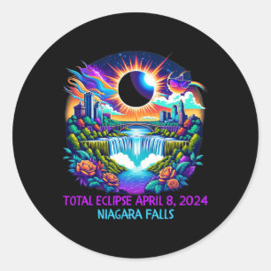 Falls New York Ny Total Solar Eclipse April 8 Classic Round Sticker