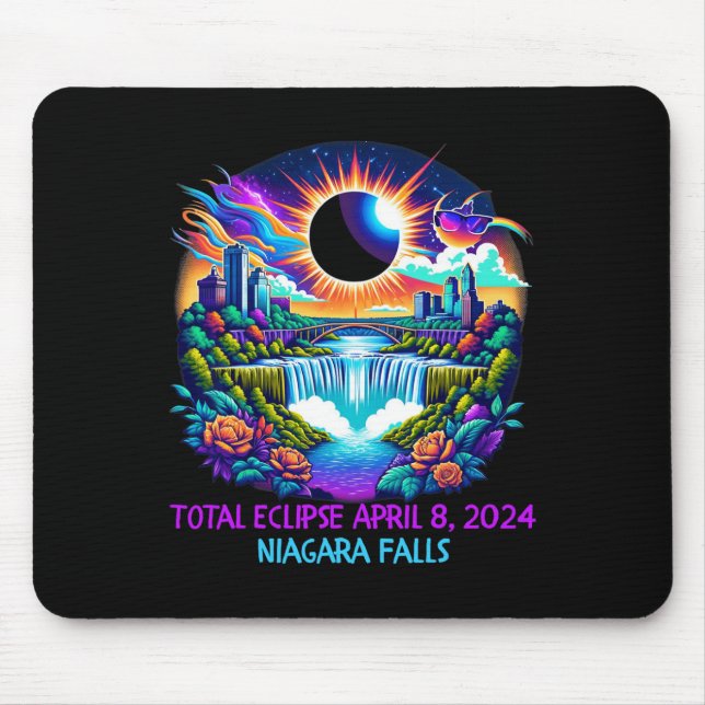 Falls New York Ny Total Solar Eclipse April 8  Mouse Pad (Front)