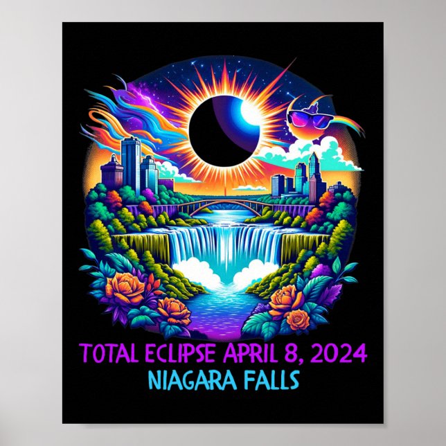 Falls New York Ny Total Solar Eclipse April 8  Poster (Front)