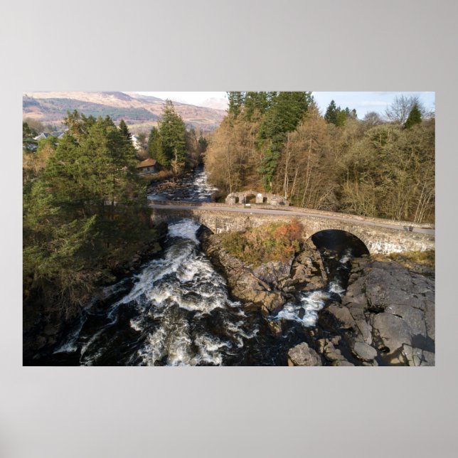 Falls Of Dochart Aerial View Poster (Front)