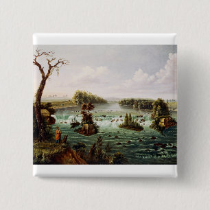 Falls of Saint Anthony by Henry Lewis 15 Cm Square Badge