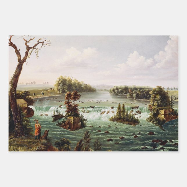 Falls of Saint Anthony by Henry Lewis Wrapping Paper Sheet (Front)