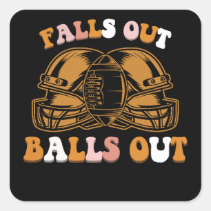 Falls Out Balls Out Football Retro Fall Vintage Square Sticker