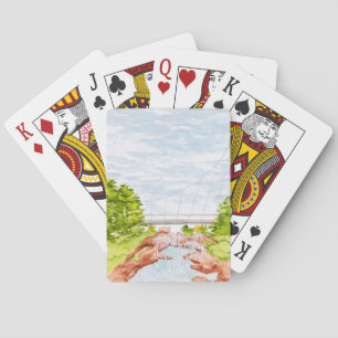 Falls Park Greenville SC liberty bridge waterfalls Playing Cards