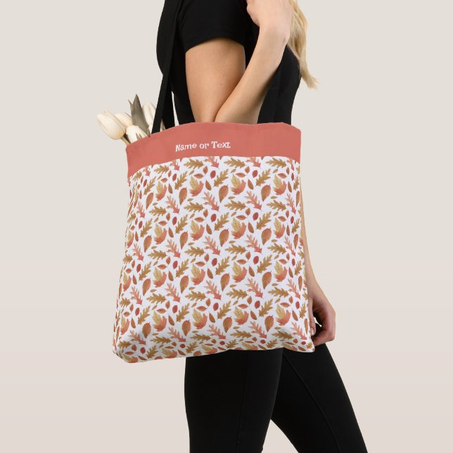 Falls to Nature Autumn Leaves Earthy Sweet Pastel Tote Bag (Close Up)