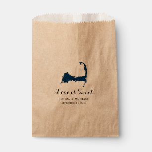 Falmouth Cape Cod Map with Heart Favours Favour Bag