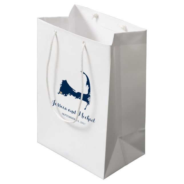 Falmouth Cape Cod Map with Heart | GUEST BAG (Front Angled)