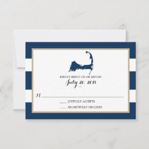 Falmouth Cape Cod with heart   Wedding RSVP Card