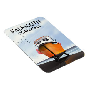 Falmouth Cornwall Fishing boat travel poster Magnet