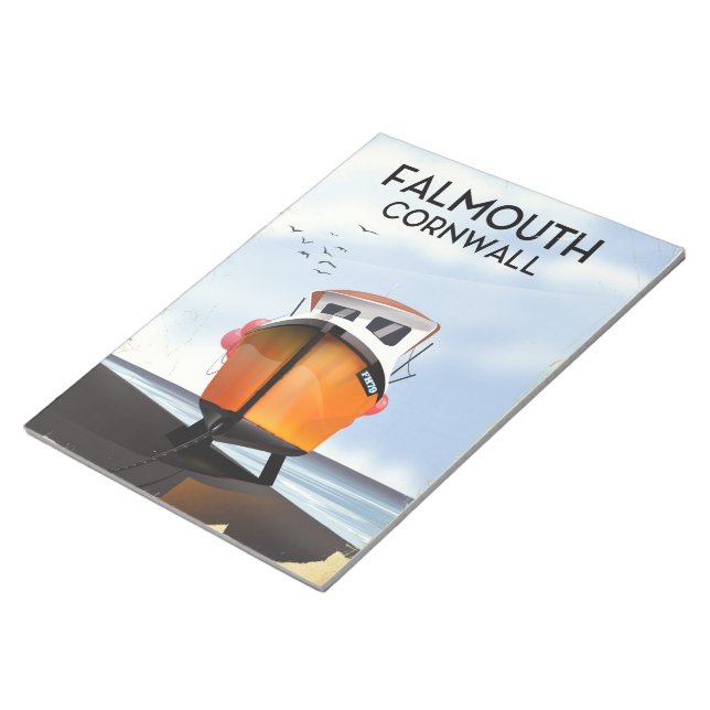 Falmouth Cornwall Fishing boat travel poster Notepad (Angled)