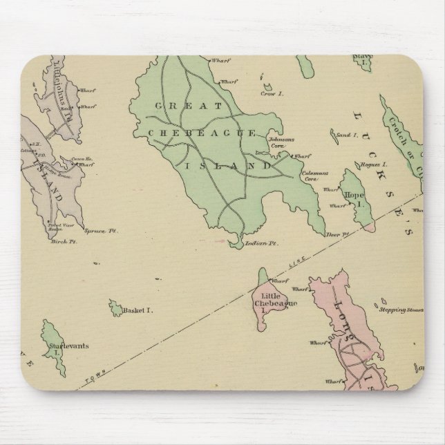 Falmouth Foreside, adjacent islands, Casco Bay Mouse Pad (Front)