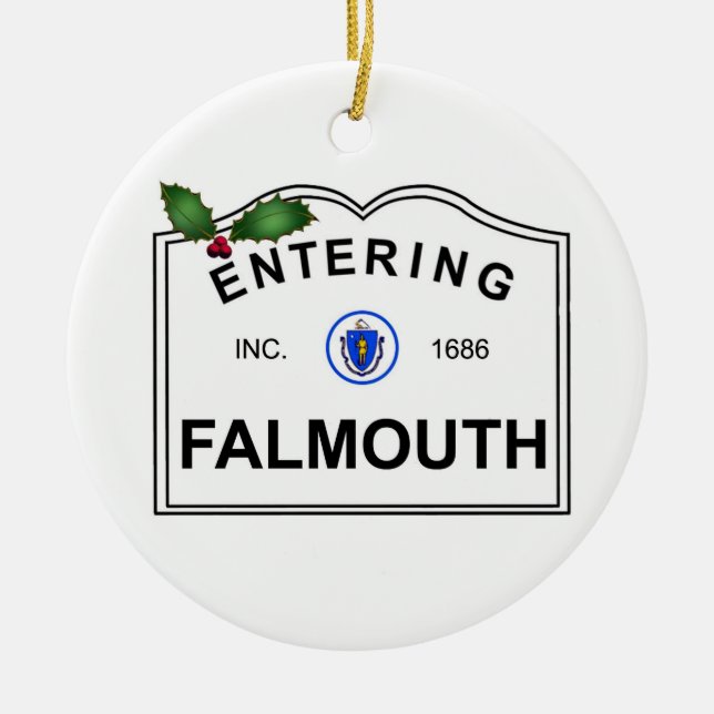 Falmouth MA Ceramic Tree Decoration (Front)