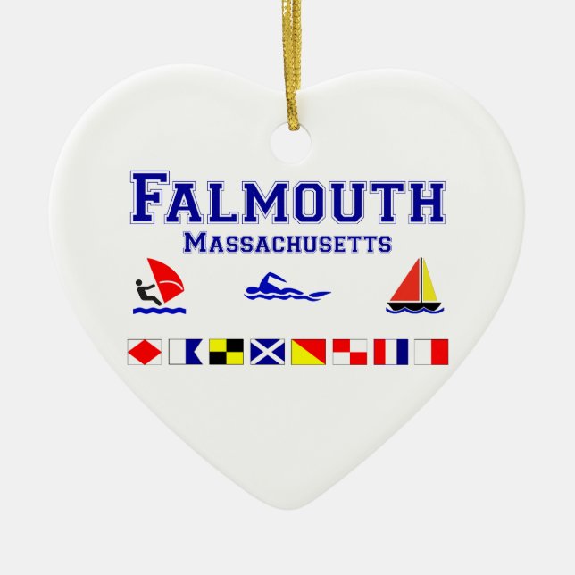 Falmouth MA Signal Flag Ceramic Ornament (Front)