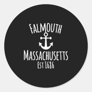 Falmouth Nautical Sailing Coastal Boating Rustic A Classic Round Sticker