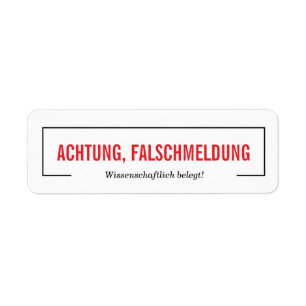Falschmeldung Aufkleber Return Address Label