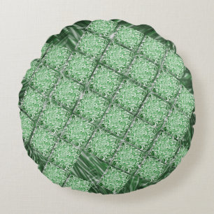 False ceramic, simulated grass and wall parts round cushion