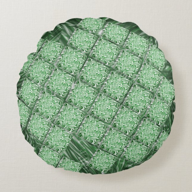 False ceramic, simulated grass and wall parts round cushion (Front)