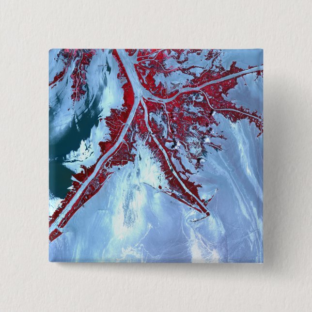 False colour satellite 15 cm square badge (Front)