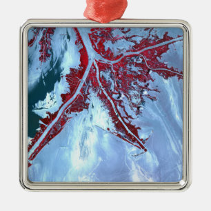 False colour satellite metal tree decoration