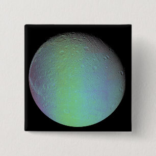 False colour view of Saturn's moon Dione 15 Cm Square Badge
