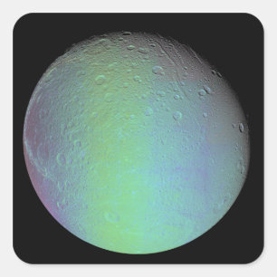 False colour view of Saturn's moon Dione Square Sticker