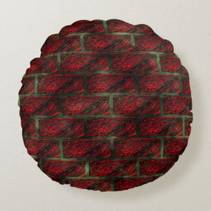 False exposed brick wall or tiles simulating it? round cushion