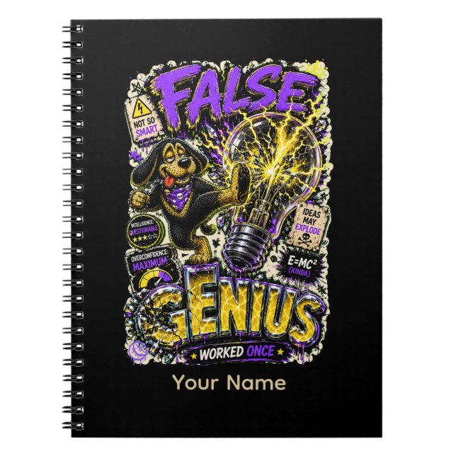 False Genius Personalised Funny Sarcastic Notebook (Front)