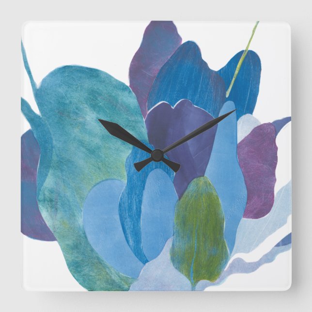 False Indigo I Square Wall Clock (Front)