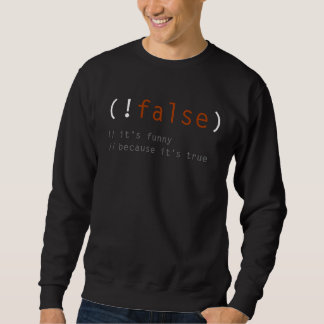 false  It's  Because It's Not True  Programmer Sweatshirt
