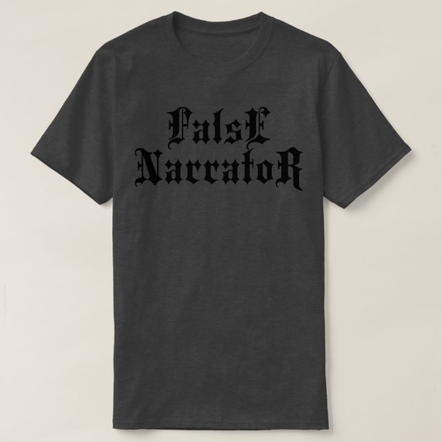 False Narrator Stylish Goth Typography T-Shirt (Design Front)