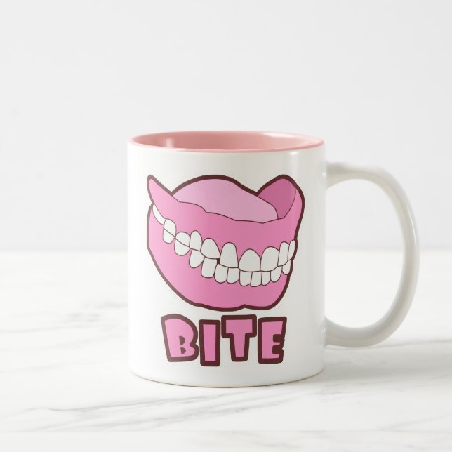 False Teeth Dentures Bite Two-Tone Coffee Mug (Right)