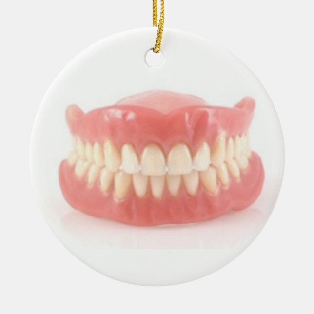 FALSE TEETH FOR THE OVER THE HILL CHRISTMAS CERAMIC ORNAMENT (Front)