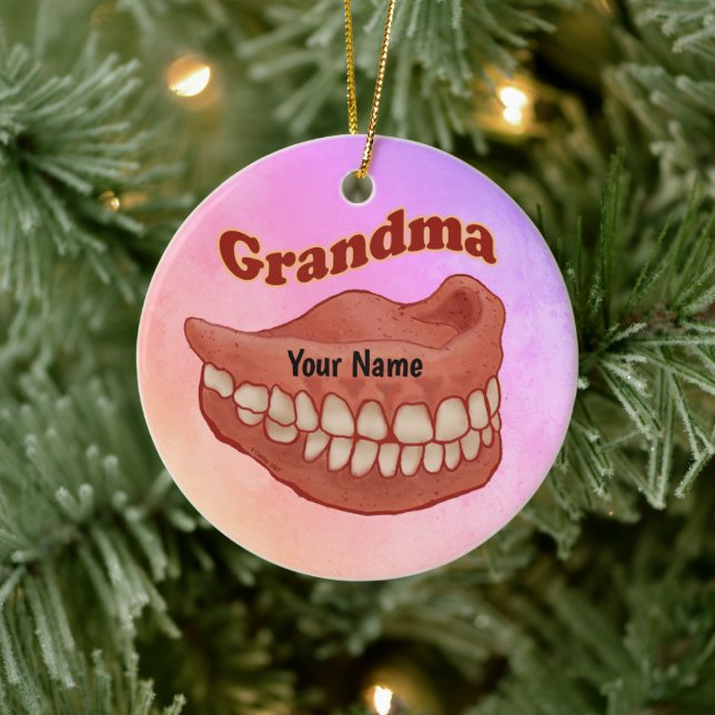 False Teeth Grandma  Ceramic Ornament (Tree)