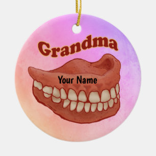 False Teeth Grandma  Ceramic Ornament