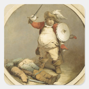 Falstaff with the Body of Hotspur, c.1786 (oil on Square Sticker