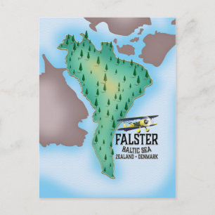 Falster Island Denmark travel poster. Postcard