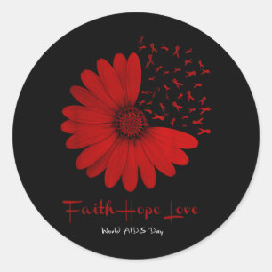 Falth Hope World Aids Day Awareness Daisy Flower Classic Round Sticker