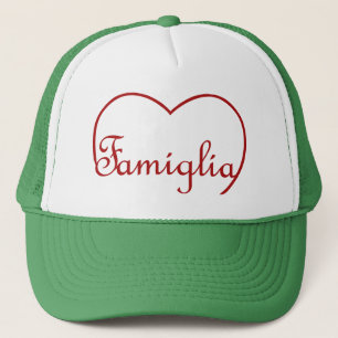 Famiglia Italian Family heart Red Trucker Hat